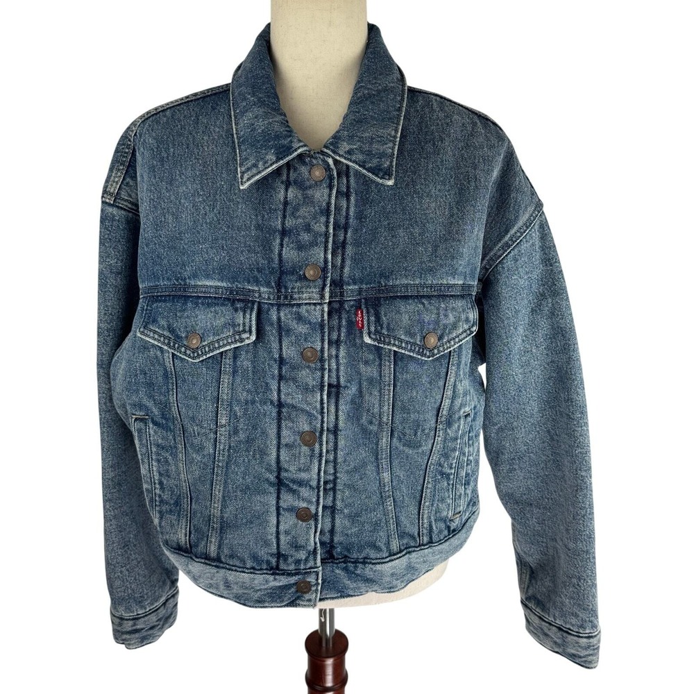 Levi Strauss Co Denim Trucker Jacket Blue Classic Fit Button Front Size M - Picture 2 of 13